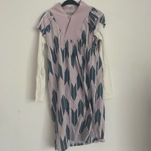 Casual long sleeve kids dress purple/blue.